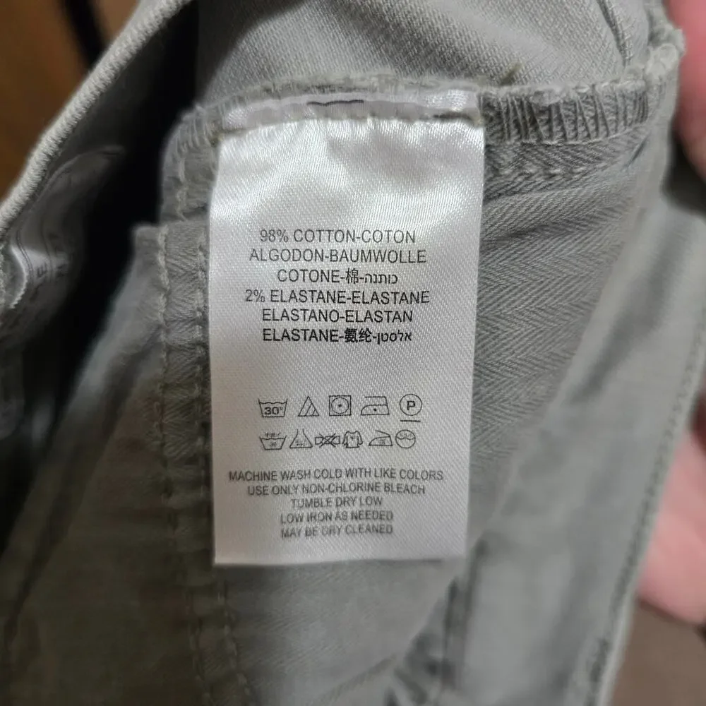 Free People We The Free High Rise Button Fly Skinny Jeans Gray 27 Raw Hem